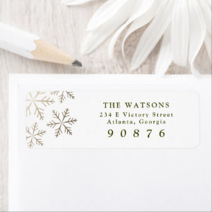 Elegant Snowflakes Gold Holiday Return Address