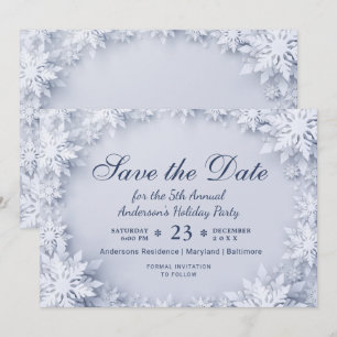 Elegant Snowflakes Holiday Christmas Party Invitation