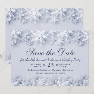 Elegant Snowflakes Holiday Christmas Party Invitation