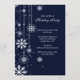 Elegant Snowflakes Holiday Party Invitation