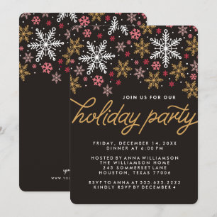 Elegant Snowflakes Holiday Party Invitation