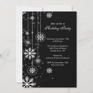 Elegant Snowflakes Holiday Party Invitation