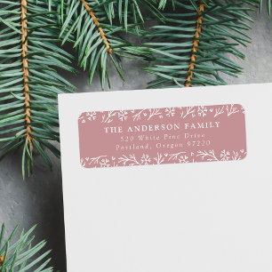 Elegant Snowflakes Mauve Holiday Return Address
