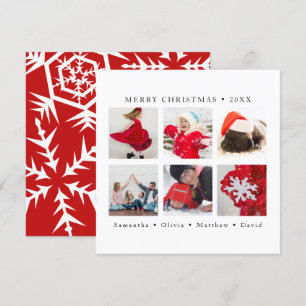 Elegant Snowflakes Merry Christmas Custom Photo Holiday Card