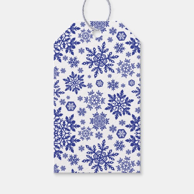 Elegant Snowflakes (Midnight - White) Gift Tags (Front)