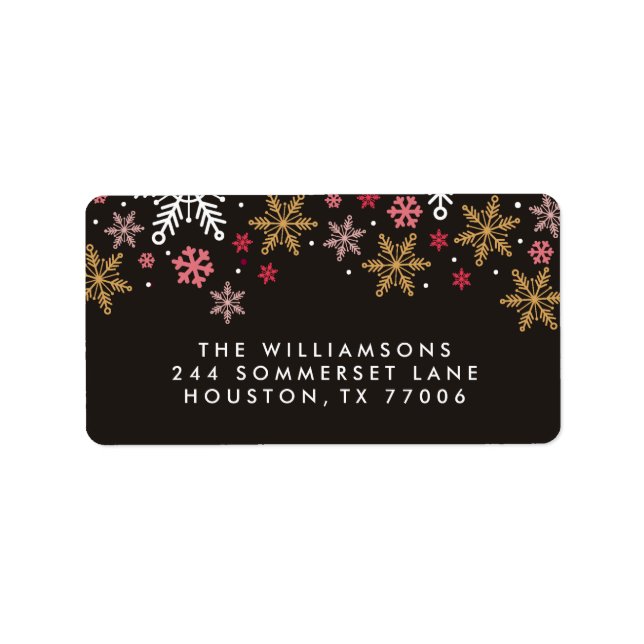 Elegant Snowflakes Personalised Holiday Labels (Front)