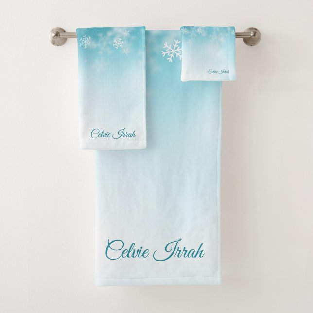 Elegant Snowflakes Personalised | Towel Set (Insitu)