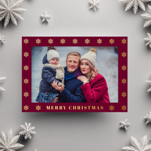 Elegant Snowflakes Photo Foil Holiday Card