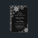 Elegant Snowflakes Plaid Black Wedding Invitation<br><div class="desc">This affordable wedding design features elegant snowflakes on the front and a classic plaid pattern on the back. Click the customise button for more flexibility in modifying the text. Variations of this design, different paper types, as well as coordinating products are available in our shop, zazzle.com/store/doodlelulu. Contact us if you...</div>