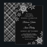 Elegant Snowflakes Plaid Black & White Wedding Invitation<br><div class="desc">This wedding design features elegant snowflakes on the front and a classic plaid pattern on the back. Click the customise button for more flexibility in modifying the text. Variations of this design, different paper types, as well as coordinating products are available in our shop, zazzle.com/store/doodlelulu. Contact us if you need...</div>