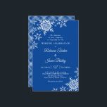 Elegant Snowflakes Plaid Blue Wedding Invitation<br><div class="desc">This affordable wedding design features elegant snowflakes on the front and a classic plaid pattern on the back. Click the customise button for more flexibility in modifying the text. Variations of this design, different paper types, as well as coordinating products are available in our shop, zazzle.com/store/doodlelulu. Contact us if you...</div>