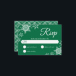 Elegant Snowflakes Plaid Dark Green Wedding RSVP Card<br><div class="desc">This wedding design features elegant snowflakes on the front and a classic plaid pattern on the back. Click the customise button for more flexibility in modifying the text. Variations of this design, different paper types, as well as coordinating products are available in our shop, zazzle.com/store/doodlelulu. Contact us if you need...</div>