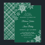 Elegant Snowflakes Plaid Hunter Green Wedding Invitation<br><div class="desc">This wedding design features elegant snowflakes on the front and a classic plaid pattern on the back. Click the customize button for more flexibility in modifying the text. Variations of this design, different paper types, as well as coordinating products are available in our shop, zazzle.com/store/doodlelulu. Contact us if you need...</div>