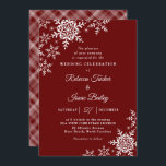 Elegant Snowflakes Plaid Red Wedding Invitation<br><div class="desc">This wedding design features elegant snowflakes on the front and a classic plaid pattern on the back. Click the customise button for more flexibility in modifying the text. Variations of this design, different paper types, as well as coordinating products are available in our shop, zazzle.com/store/doodlelulu. Contact us if you need...</div>