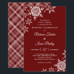 Elegant Snowflakes Plaid Red Wedding Invitation<br><div class="desc">This affordable wedding design features elegant snowflakes on the front and a classic plaid pattern on the back. Click the customise button for more flexibility in modifying the text. Variations of this design, different paper types, as well as coordinating products are available in our shop, zazzle.com/store/doodlelulu. Contact us if you...</div>