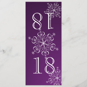 Elegant Snowflakes Purple Table Number