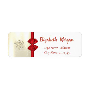 Elegant Snowflakes,Red Bow Gold Holiday