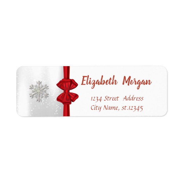 Elegant Snowflakes,Red Bow Holiday (Front)