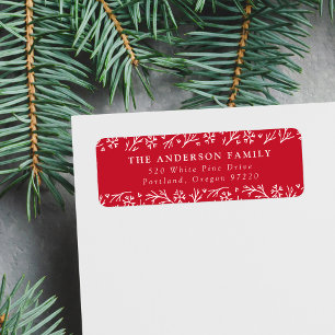 Elegant Snowflakes Red Holiday Return Address