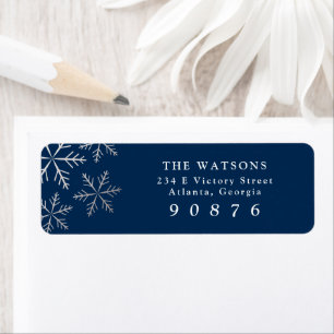 Elegant Snowflakes Silver Modern Return Address