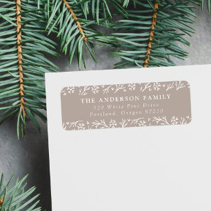 Elegant Snowflakes Taupe Holiday Return Address