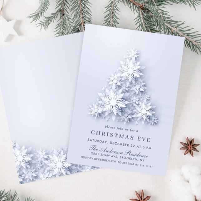Elegant Snowflakes Tree Holiday CHRISTMAS PARTY Invitation (Creator Uploaded)