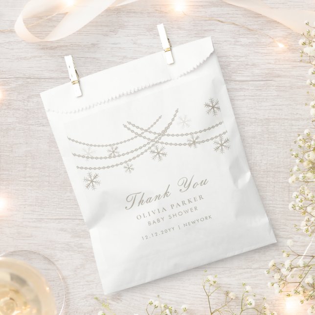Elegant Snowflakes Winter Baby Shower  Favour Bags (Clipped)