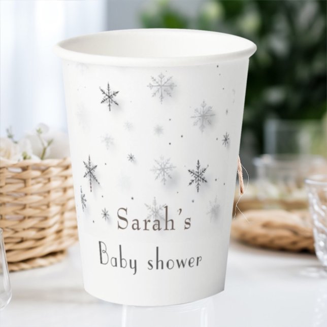 Elegant Snowflakes winter  Baby shower  Paper Cups (Creator Uploaded)