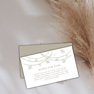 Elegant Snowflakes Winter Books For Baby Shower  Enclosure Card