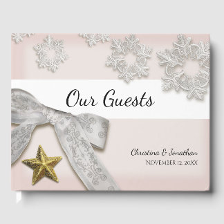 Elegant Snowflakes Winter Wedding Guest Book
