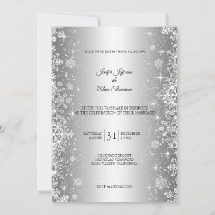 Elegant snowflakes winter wedding Invitation