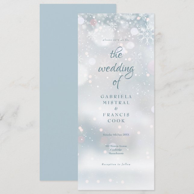 Elegant Snowflakes Winter Wedding Invitation (Front/Back)