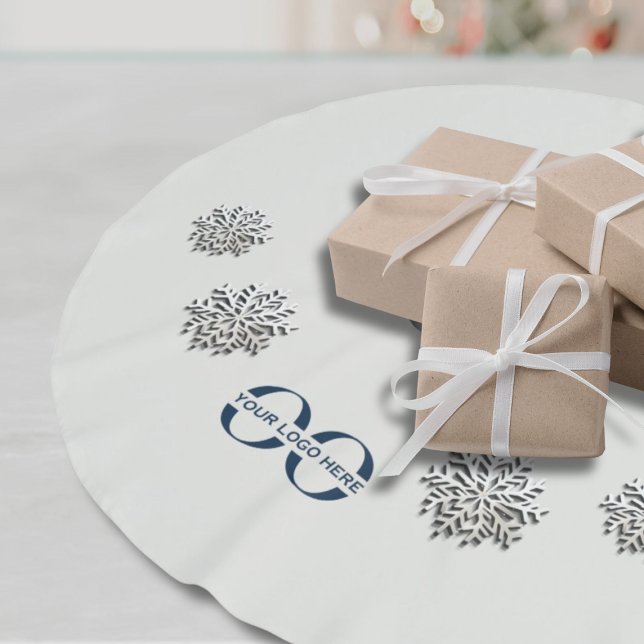 Elegant Snowflakes with Custom Logo Brushed Polyester Tree Skirt (Creator Uploaded)