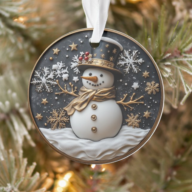 Elegant Snowman Christmas Ornament (Tree)