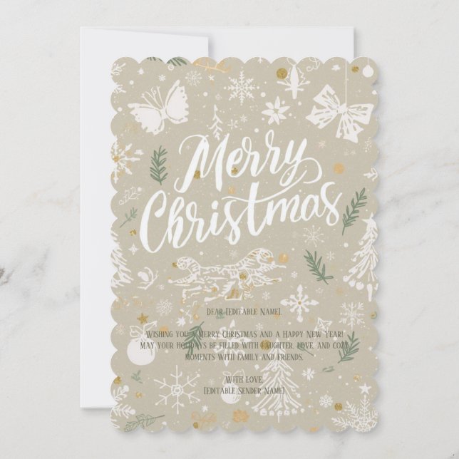 Elegant Snowy Christmas Invitation Card (5"x7"). (Back)