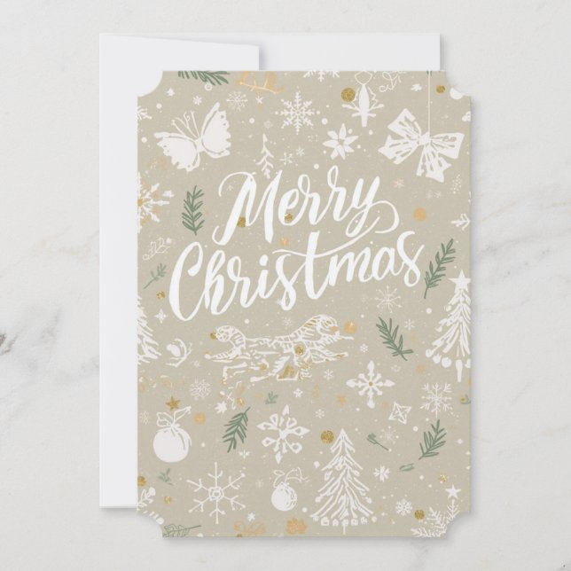 Elegant Snowy Christmas Invitation Card (5"x7"). (Front)
