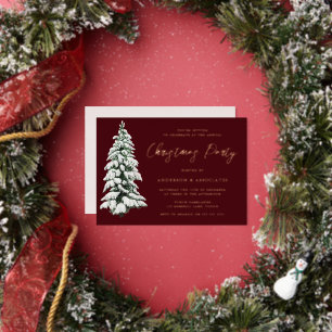 Elegant Snowy Christmas Tree Christmas Party Gold