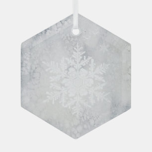 Elegant Snowy Snowflake Christmas Glass Tree Decoration
