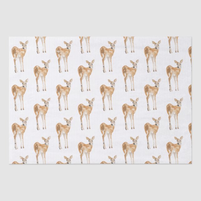 Elegant Snowy Winter Animals Doe Deer Tissue Paper (Front)