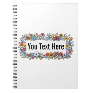 Elegant Soccer Floral Frame Custom Invitation Notebook