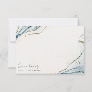 Elegant Soft Abstract Watercolor Blue Gold Beachy  Card