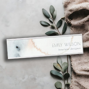 Elegant Soft Aqua Blue Gold Watercolor Beachy Door Sign