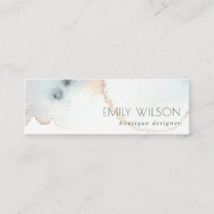 Elegant Soft Aqua Blue Gold Watercolor Beachy Mini Business Card