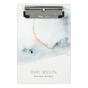 Elegant Soft Aqua Blue Gold Watercolor Beachy Mini Clipboard