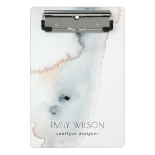 Elegant Soft Aqua Blue Gold Watercolor Beachy Mini Clipboard