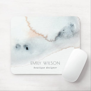 Elegant Soft Aqua Blue Gold Watercolor Beachy Mouse Mat