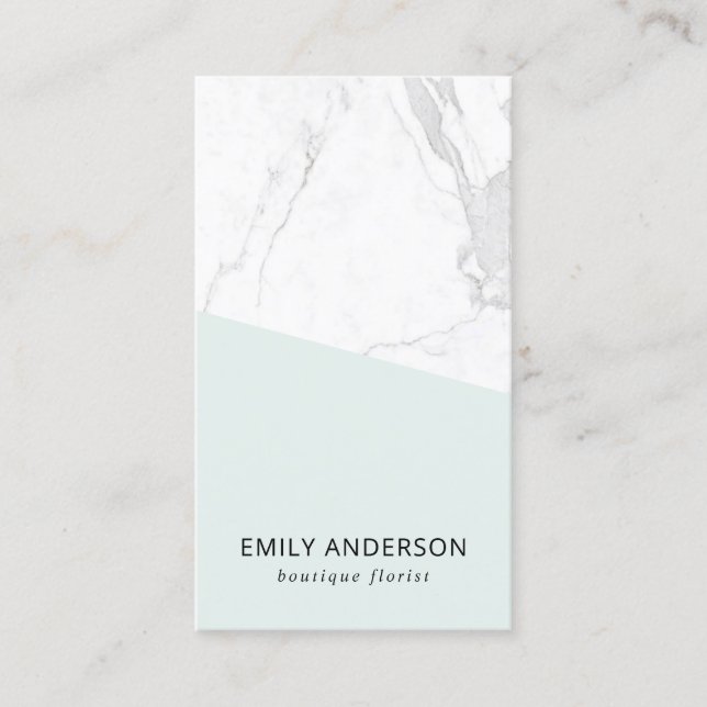 ELEGANT SOFT AQUA BLUE MARBLE TEXTURE PROFESSIONAL BUSINESS CARD (Front)