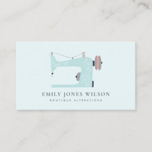 ELEGANT SOFT AQUA BLUE PINK SEWING MACHINE TAILOR BUSINESS CARD