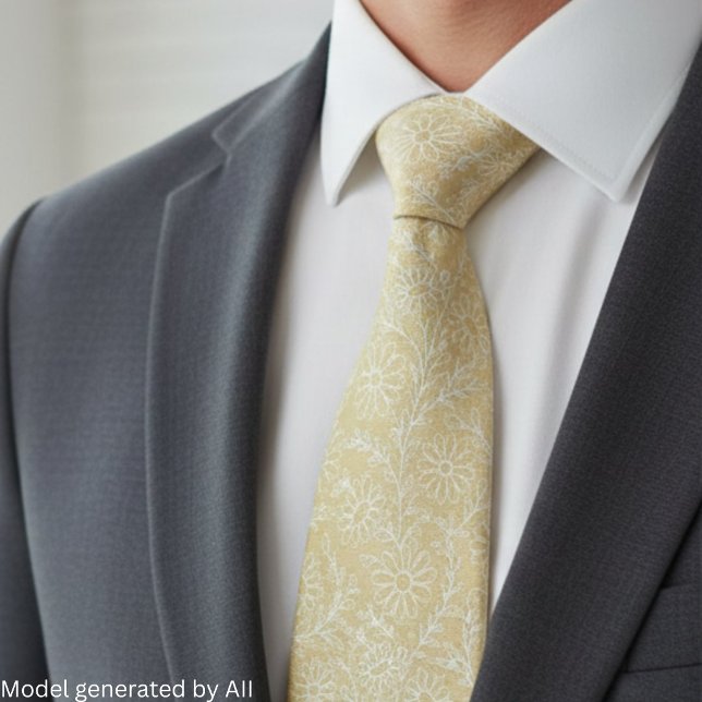 Elegant Soft Beige Floral Pattern Tie (Creator Uploaded)