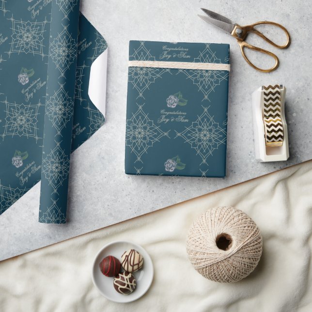 Elegant Soft Blue Filigree Wrapping Paper – Romant (Crafts)